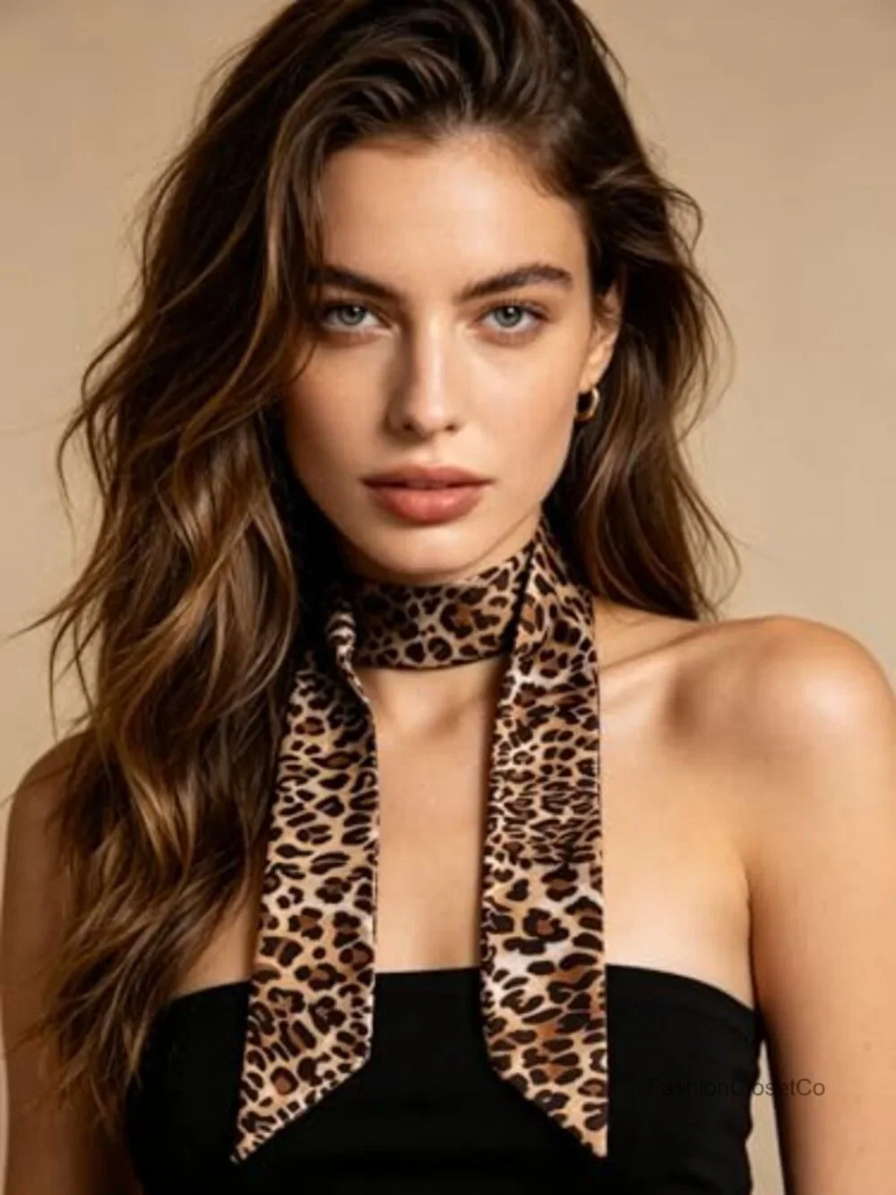 Leopard Print Skinny Scarf Long Neck Scarf Hair Waistband Accessory